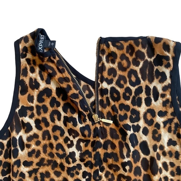 Express Sleeveless Brown Black Cheetah Animal Print Blouse XS - Picture 11 of 11